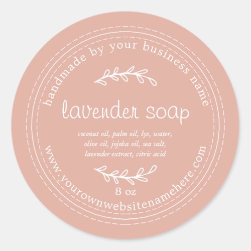Rustic Handmade Lavender Soap Dusty Pink Classic Round Sticker