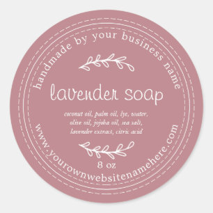 Rustic Handmade Lavender Soap Dusty Rose Classic Round Sticker