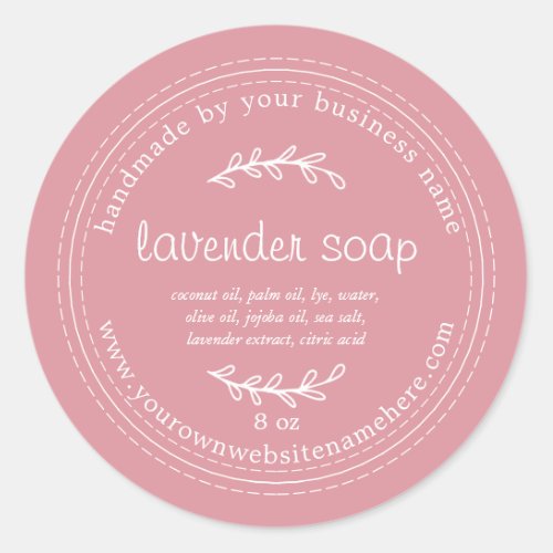 Rustic Handmade Lavender Soap Dusty Rose Pink Classic Round Sticker