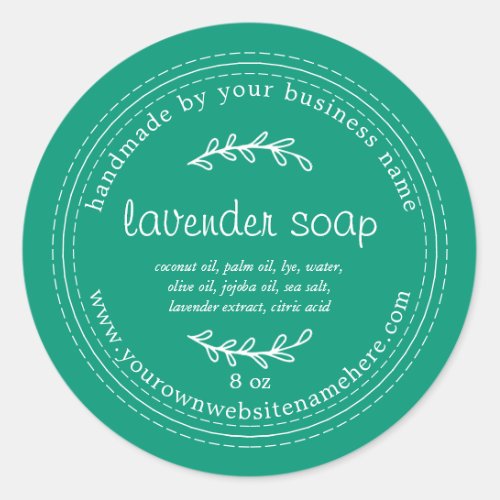 Rustic Handmade Lavender Soap Emerald Green Classic Round Sticker