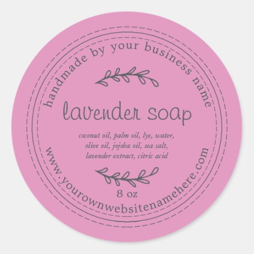 Rustic Handmade Lavender Soap Fuchsia Pink Classic Round Sticker