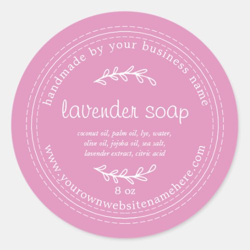 Rustic Handmade Lavender Soap Fuchsia Pink Classic Round Sticker