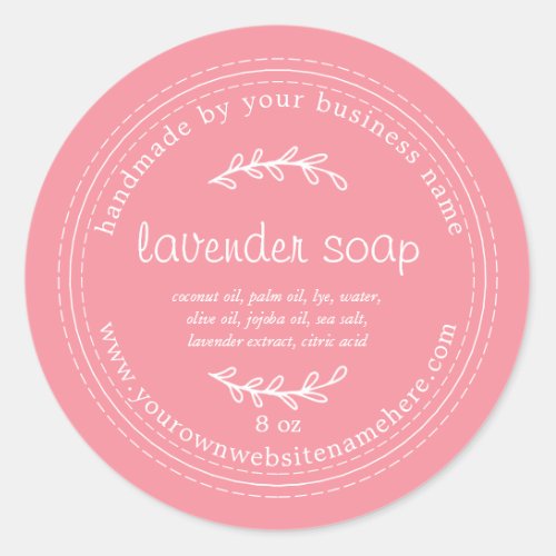 Rustic Handmade Lavender Soap Geranium Pink Classic Round Sticker