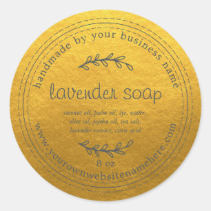 Rustic Handmade Lavender Soap Gold Classic Round Sticker