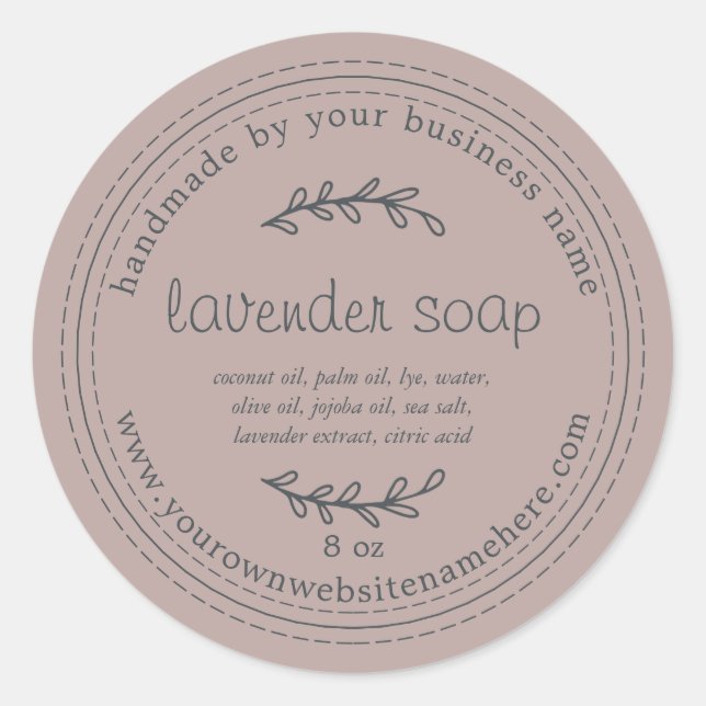 Rustic Handmade Lavender Soap Gray Classic Round Sticker (Front)