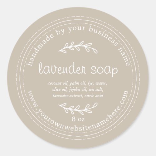 Rustic Handmade Lavender Soap Gray Classic Round Sticker