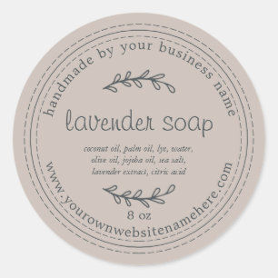 Rustic Handmade Lavender Soap Gray Classic Round Sticker