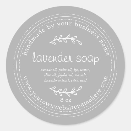 Rustic Handmade Lavender Soap Gray Classic Round Sticker