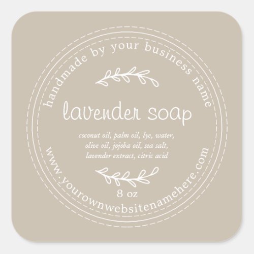 Rustic Handmade Lavender Soap Gray Square Sticker