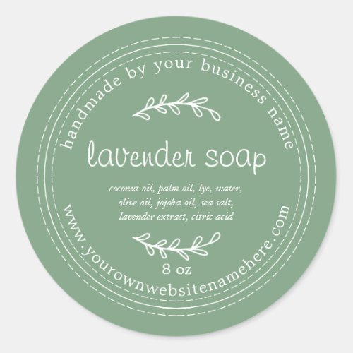 Rustic Handmade Lavender Soap Green Classic Round Sticker
