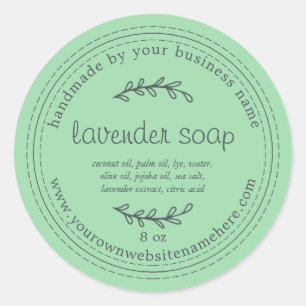 Rustic Handmade Lavender Soap Green Classic Round Sticker
