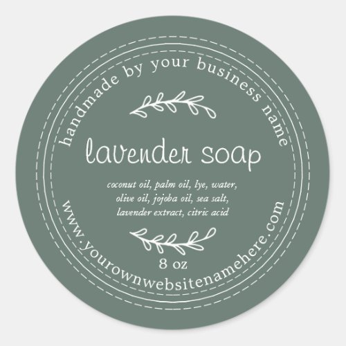 Rustic Handmade Lavender Soap Green Classic Round Sticker