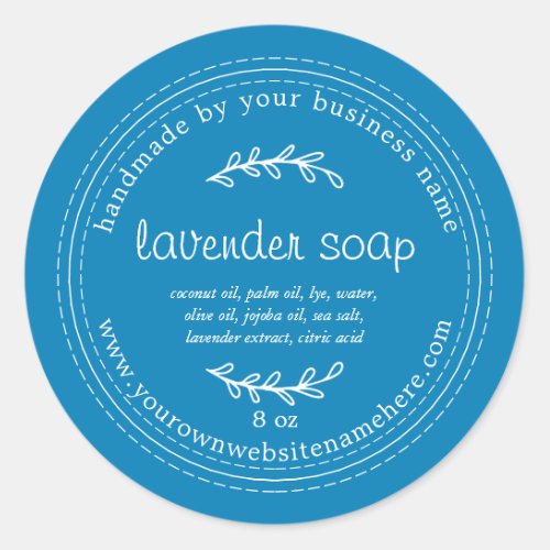 Rustic Handmade Lavender Soap Ibiza Blue Classic Round Sticker