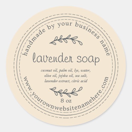 Rustic Handmade Lavender Soap Ivory Classic Round Sticker