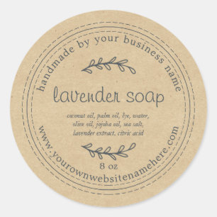 Rustic Handmade Lavender Soap Kraft Paper Classic Round Sticker