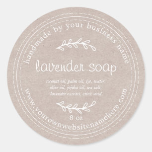Rustic Handmade Lavender Soap Kraft Paper Classic Round Sticker