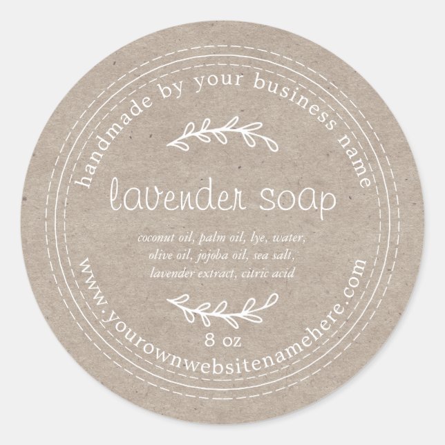 Rustic Handmade Lavender Soap Kraft Paper Classic Round Sticker (Front)