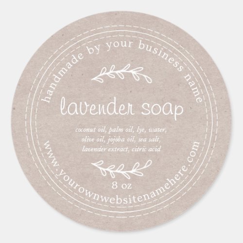 Rustic Handmade Lavender Soap Kraft Paper Classic Round Sticker