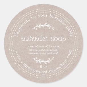 Rustic Handmade Lavender Soap Kraft Paper Classic Round Sticker