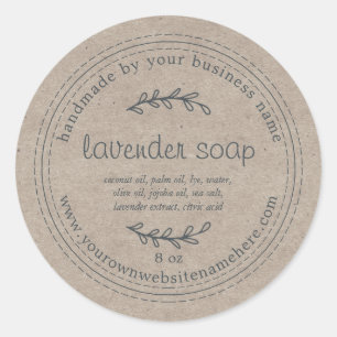 Rustic Handmade Lavender Soap Kraft Paper Classic Round Sticker