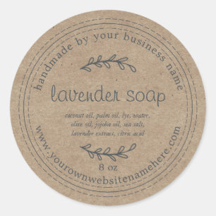 Rustic Handmade Lavender Soap Kraft Paper Classic Round Sticker
