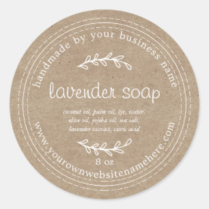 Rustic Handmade Lavender Soap Kraft Paper Classic Round Sticker