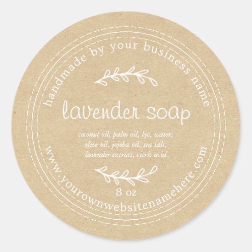Rustic Handmade Lavender Soap Kraft Paper Classic Round Sticker