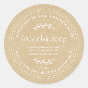 Rustic Handmade Lavender Soap Kraft Paper Classic Round Sticker