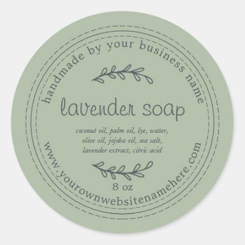 Rustic Handmade Lavender Soap Laurel Green Classic Round Sticker