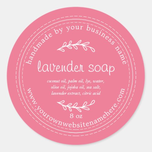 Rustic Handmade Lavender Soap Lemonade Pink Classic Round Sticker