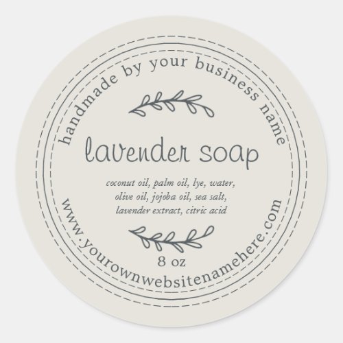 Rustic Handmade Lavender Soap Light Gray Classic Round Sticker
