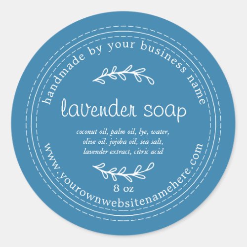 Rustic Handmade Lavender Soap Mediterranean Blue Classic Round Sticker