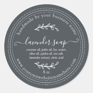 Rustic Handmade Lavender Soap Off-Black Classic Round Sticker