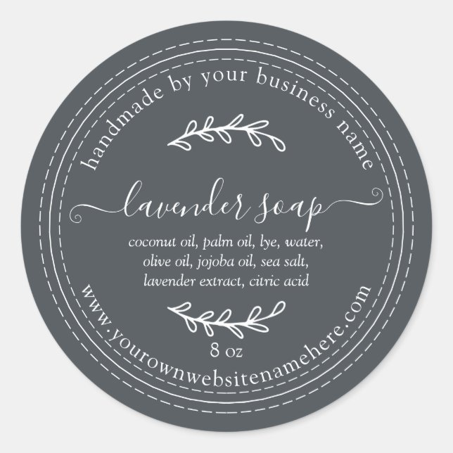 Rustic Handmade Lavender Soap Off-Black Classic Round Sticker (Front)