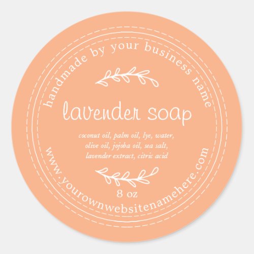 Rustic Handmade Lavender Soap Orange Classic Round Sticker