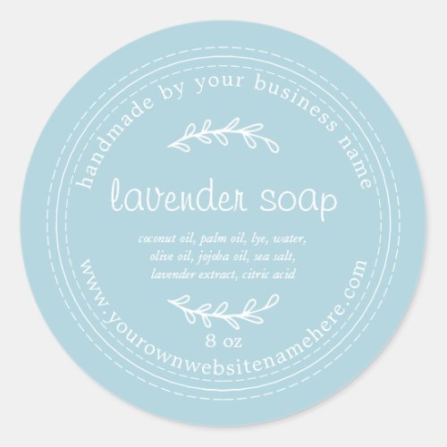 Rustic Handmade Lavender Soap Pastel Blue Glow Classic Round Sticker