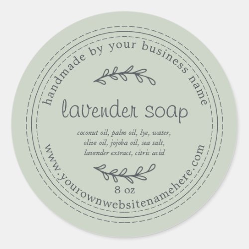Rustic Handmade Lavender Soap Pastel Green Classic Round Sticker
