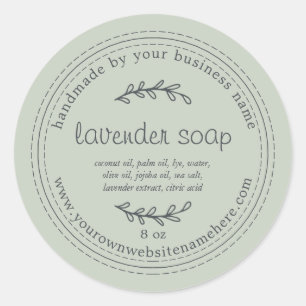 Rustic Handmade Lavender Soap Pastel Green Classic Round Sticker
