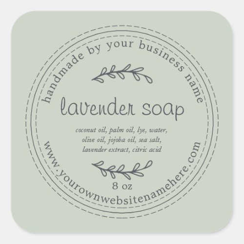 Rustic Handmade Lavender Soap Pastel Green Square Sticker