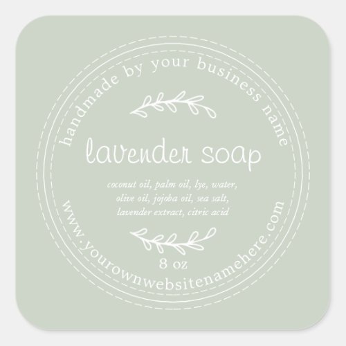Rustic Handmade Lavender Soap Pastel Green Square Sticker
