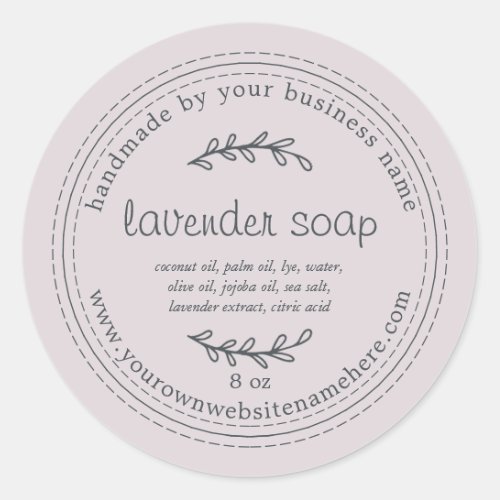 Rustic Handmade Lavender Soap Pastel Purple Classic Round Sticker
