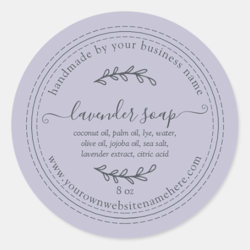 Rustic Handmade Lavender Soap Pastel Purple Classic Round Sticker