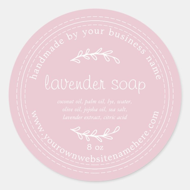 Rustic Handmade Lavender Soap Pink Classic Round Sticker (Front)