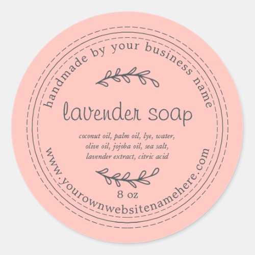 Rustic Handmade Lavender Soap Pink Classic Round Sticker