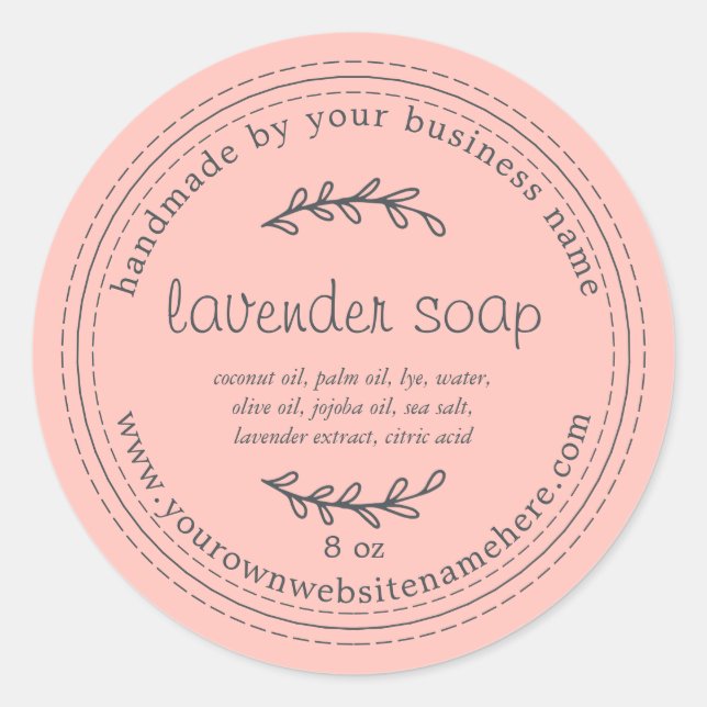 Rustic Handmade Lavender Soap Pink Classic Round Sticker (Front)