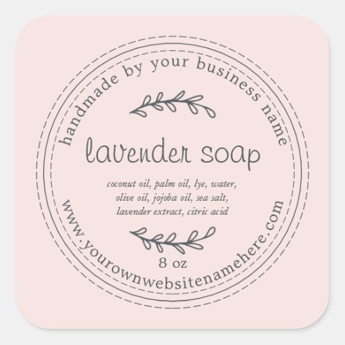 Rustic Handmade Lavender Soap Pink Square Sticker