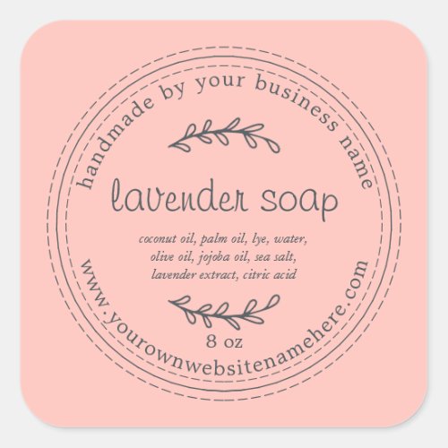Rustic Handmade Lavender Soap Pink Square Sticker