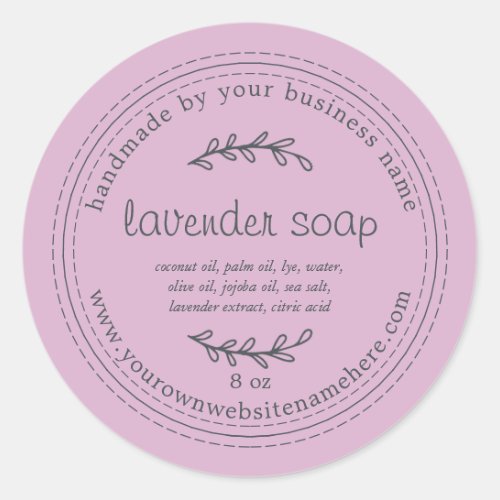 Rustic Handmade Lavender Soap Purple Classic Round Sticker
