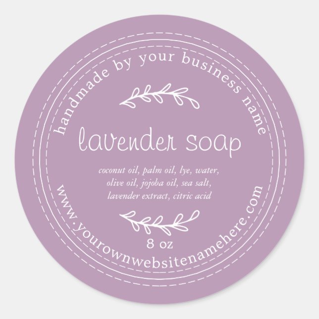 Rustic Handmade Lavender Soap Purple Classic Round Sticker (Front)