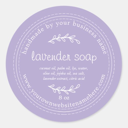 Rustic Handmade Lavender Soap Purple Classic Round Sticker